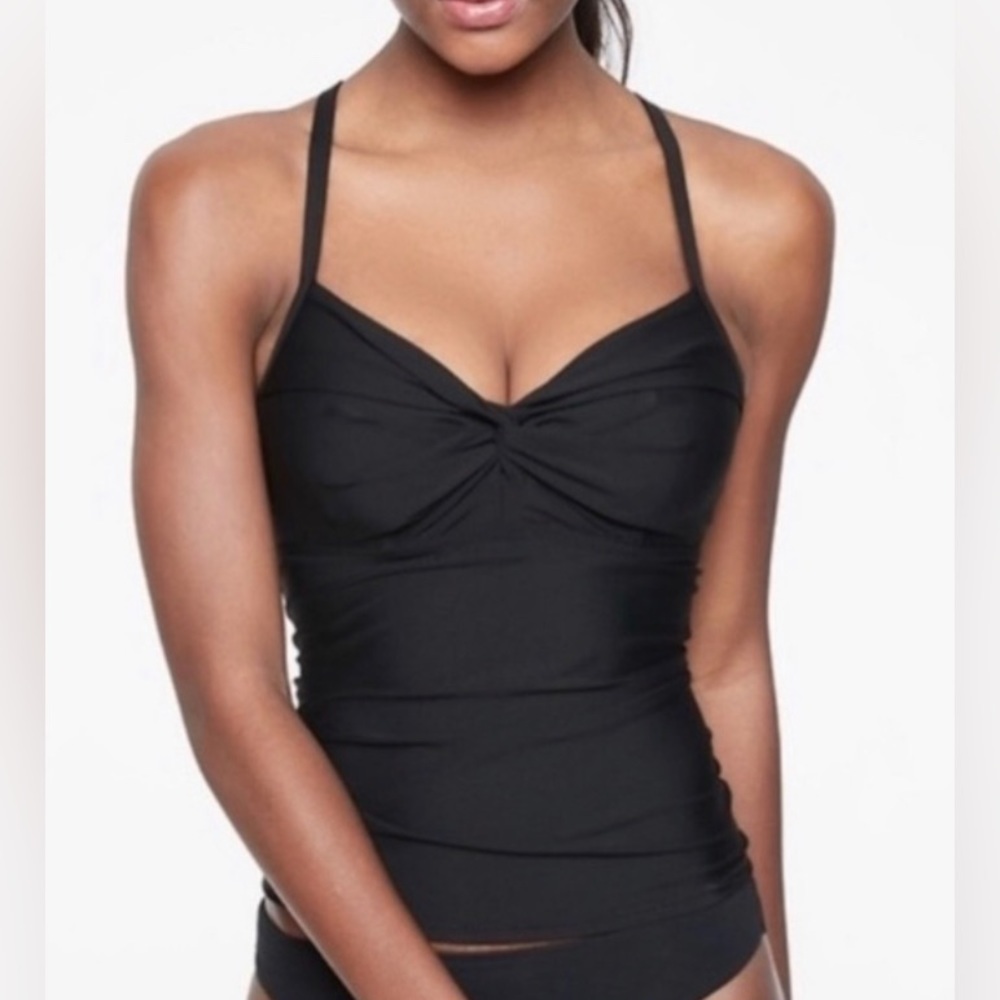 NWT ATHLETA Twister Tankini Swim Top Black, Size 34 B/C